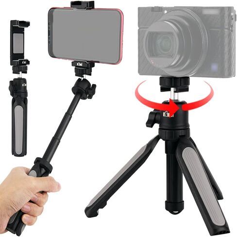 KIWIFOTOS Extension Camera Tripod, Mini Selfie Stick Tripod Stand Handle Grip for iPhone Samsung Sony ZV1 RX100VII RX100VA A6400 A6300 A6600 Canon G7X Mark III II Camera Vlogging Hand Grip in Saudi Arabia