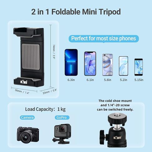 KIWIFOTOS Extension Camera Tripod, Mini Selfie Stick Tripod Stand Handle Grip for iPhone Samsung Sony ZV1 RX100VII RX100VA A6400 A6300 A6600 Canon G7X Mark III II Camera Vlogging Hand Grip in Saudi Arabia