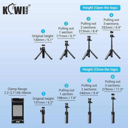 KIWIFOTOS Extension Camera Tripod, Mini Selfie Stick Tripod Stand Handle Grip for iPhone Samsung Sony ZV1 RX100VII RX100VA A6400 A6300 A6600 Canon G7X Mark III II Camera Vlogging Hand Grip in Saudi Arabia