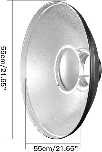 Soonpho 21 inch/55cm Standard Reflector Beauty Dish with Honeycomb Grid, Diffuser Sock and Bag,for Bowens Mount Studio Strobe Flash Light Like Neewer VC-400HS VE-300 Godox AD200 AD180 AD360(Silver) in Saudi Arabia