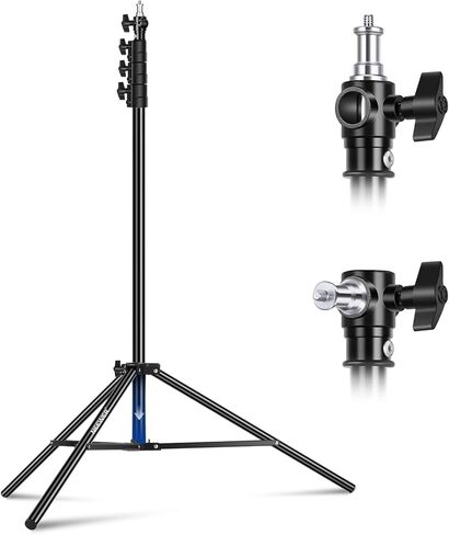NEEWER 9.8ft/3m Air Cushioned Light Stand, Heavy Duty All Metal Photography Tripod Stand with 1/4" to 3/8" Reversible Spigot, 3 Way Mounting Interface & Metal Locking Knobs, Max Load 11lb/5kg (Black) in Saudi Arabia