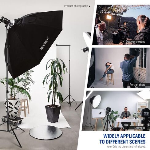 NEEWER 9.8ft/3m Air Cushioned Light Stand, Heavy Duty All Metal Photography Tripod Stand with 1/4" to 3/8" Reversible Spigot, 3 Way Mounting Interface & Metal Locking Knobs, Max Load 11lb/5kg (Black) in Saudi Arabia