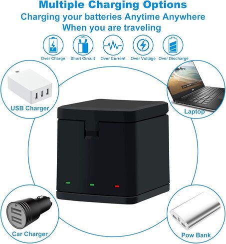 COOLSHOW Hero 8 Battery 1220mAh (3 Packs) and Triple Charger Compatible with GoPro HERO8 Black,GoPro HERO7 Black,GoPro HERO6 Black,GoPro HERO5 Black,GoPro HERO8/7/6/5,GoPro Hero(2018) in Kuwait