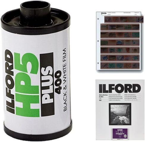 Ilford HP5 Plus Black and White Negative Film (35mm Roll Film, 36 Exposures) Bundle with Ilford MULTIGRADE RC Deluxe Paper and Print File 35mm Archival Storage Pages in Saudi Arabia