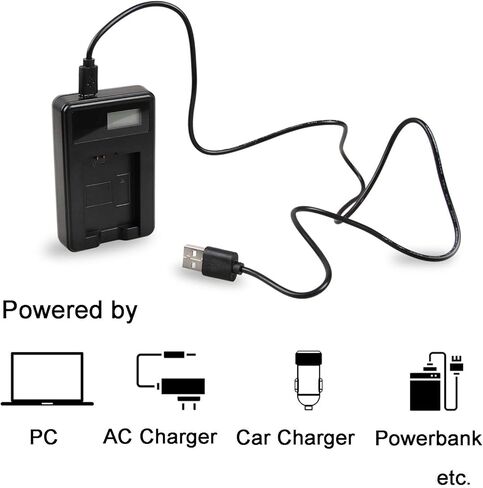 Battery 2 Pack and LCD USB Travel Charger for Panasonic HC V180 HC-V180 HC-V180K HC-V180EB-K HC-V180EG-K HD Video Camera Camcorder in Kuwait