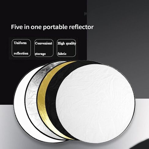 Camera Lighting Reflector Photo Light Reflector Photography Kit, Collapsible Multi-Disc 5-in-1 Translucent Silver Gold White and Black Diffuser with Bag for Studio Outdoor Lighting in Saudi Arabia