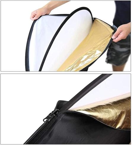 Camera Lighting Reflector Photo Light Reflector Photography Kit, Collapsible Multi-Disc 5-in-1 Translucent Silver Gold White and Black Diffuser with Bag for Studio Outdoor Lighting in Saudi Arabia