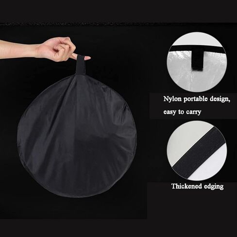 Camera Lighting Reflector Photo Light Reflector Photography Kit, Collapsible Multi-Disc 5-in-1 Translucent Silver Gold White and Black Diffuser with Bag for Studio Outdoor Lighting in Saudi Arabia