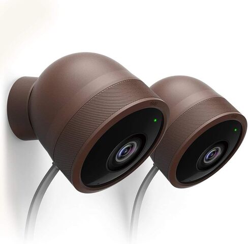غطاء سيليكون elago متوافق مع كاميرا Nest Cam الخارجية للأمان - جلد واقي لجميع الأحوال الجوية، أمان، سهل التركيب [قطعتان، بني داكن] (غير متوافق مع طراز بطارية 2021) in Kuwait