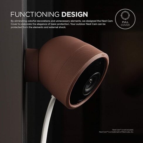 غطاء سيليكون elago متوافق مع كاميرا Nest Cam الخارجية للأمان - جلد واقي لجميع الأحوال الجوية، أمان، سهل التركيب [قطعتان، بني داكن] (غير متوافق مع طراز بطارية 2021) in Kuwait