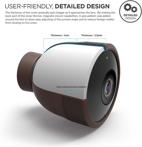 غطاء سيليكون elago متوافق مع كاميرا Nest Cam الخارجية للأمان - جلد واقي لجميع الأحوال الجوية، أمان، سهل التركيب [قطعتان، بني داكن] (غير متوافق مع طراز بطارية 2021) in Kuwait