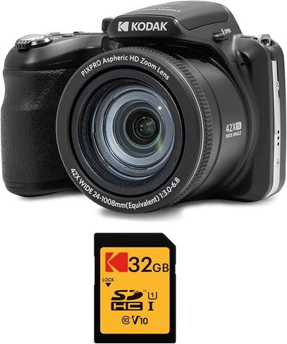 Kodak Pixpro AZ425 Astro Zoom 20MP Digital Camera Bundle (Black) | 42x Optical with 32GB SD Card, (2 items) in Saudi Arabia