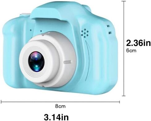 Full 1080P Kids Selfie HD Compact Digital Photo and Video Rechargeable Camera with 32GB TF Card & 2" LCD Screen and Micro USB Charging Drop Proof Blue (Blue) in Saudi Arabia