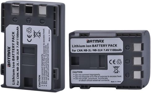 Batmax Pack of 2 NB-2L/NB-2LH High-Capacity Replacement Batteries for Canon Digital Rebel XT, XTi, EOS 350D, 400D Digital Cameras in Saudi Arabia