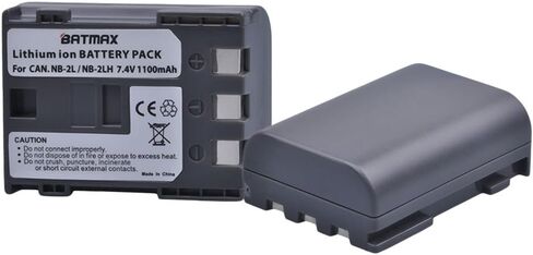Batmax Pack of 2 NB-2L/NB-2LH High-Capacity Replacement Batteries for Canon Digital Rebel XT, XTi, EOS 350D, 400D Digital Cameras in Saudi Arabia