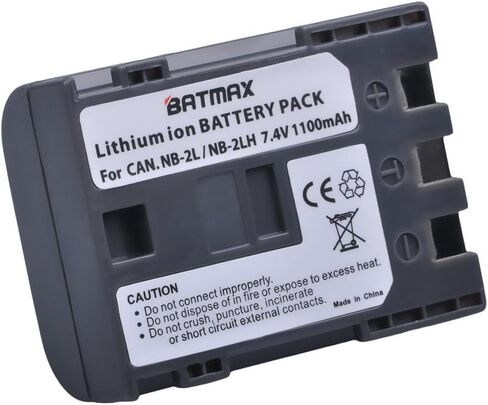 Batmax Pack of 2 NB-2L/NB-2LH High-Capacity Replacement Batteries for Canon Digital Rebel XT, XTi, EOS 350D, 400D Digital Cameras in Saudi Arabia