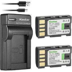 Kastar Battery (X2) & Slim USB Charger for JVC BN-VF808, BN-VF808U, BNVF808 and JVC Everio GZ-MG130 148 150 155 175 255 275 575 GZ-HD7 GR-D745 746 750 760 770 771 775 790 796 JVC MiniDV + More in Saudi Arabia