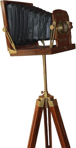 Vintage Wooden Film Slide Old Retro Camera 12"x12"x13" Brown Classical Tripod Portable in Saudi Arabia