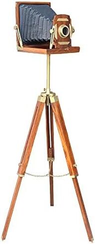 Vintage Wooden Film Slide Old Retro Camera 12"x12"x13" Brown Classical Tripod Portable in Saudi Arabia
