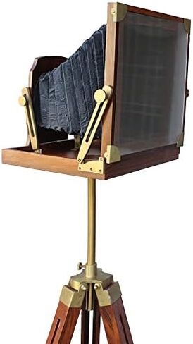 Vintage Wooden Film Slide Old Retro Camera 12"x12"x13" Brown Classical Tripod Portable in Saudi Arabia