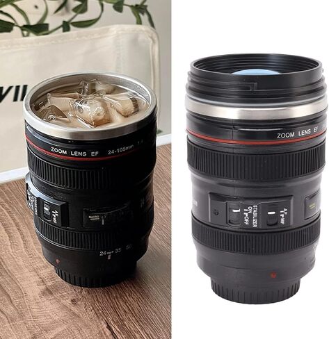 TITA-DONG Camera Lens Coffee Mug, Stainless Steel Camera Lens Coffee Cup, 400ML Camera Lens Cup, Leakage Proof Novelty Coffee Mug, Gift for Photographers, Filmmakers, Videographers in Saudi Arabia