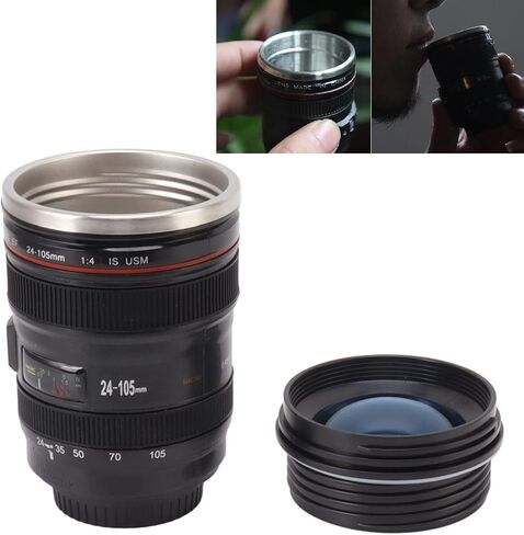 TITA-DONG Camera Lens Coffee Mug, Stainless Steel Camera Lens Coffee Cup, 400ML Camera Lens Cup, Leakage Proof Novelty Coffee Mug, Gift for Photographers, Filmmakers, Videographers in Saudi Arabia