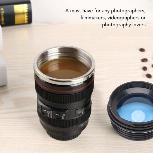 TITA-DONG Camera Lens Coffee Mug, Stainless Steel Camera Lens Coffee Cup, 400ML Camera Lens Cup, Leakage Proof Novelty Coffee Mug, Gift for Photographers, Filmmakers, Videographers in Saudi Arabia