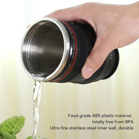 TITA-DONG Camera Lens Coffee Mug, Stainless Steel Camera Lens Coffee Cup, 400ML Camera Lens Cup, Leakage Proof Novelty Coffee Mug, Gift for Photographers, Filmmakers, Videographers in Saudi Arabia