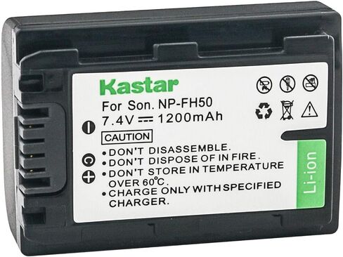 Kastar 4-Pack NP-FH50 Battery and LTD2 USB Charger Replacement for Sony DCR-SR36, DCR-SR37, DCR-SR38, DCR-SR40, DCR-SR42, DCR-SR45, DCR-SR46, DCR-SR47, DCR-SR48, DCR-SR50, DCR-SR52, DCR-SR55 in Saudi Arabia