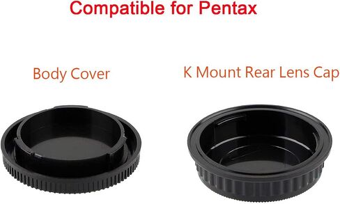 Camera Body Cap & Rear Lens Cover Compatible for Pentax K70 K50 K50IIs K30 K7 K5 K3 K1 KS1 KS2 K100D K110D K200D Camera w/K Mount Lens (2 Pack) in Saudi Arabia