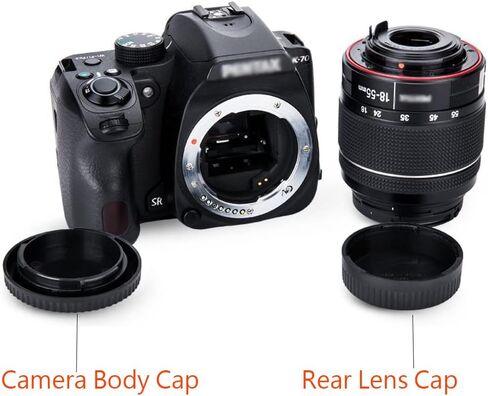 Camera Body Cap & Rear Lens Cover Compatible for Pentax K70 K50 K50IIs K30 K7 K5 K3 K1 KS1 KS2 K100D K110D K200D Camera w/K Mount Lens (2 Pack) in Saudi Arabia