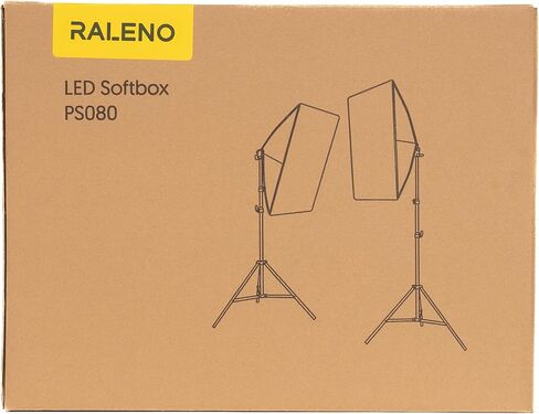 RALENO® Softbox Lighting Kit, 2 x 16'' x 16'' Photography Studio Equipments with 50W / 5500K / 90 CRI LED Bulbs, Continuous Lighting System for Video Recording and Photography Shooting in Kuwait