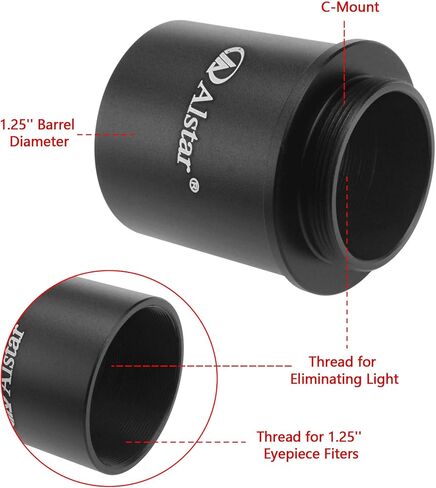 Alstar C Mount إلى 1.25 بوصة كاميرا فيديو برميل تلسكوب استروالتصوير - لواحد C-mount (ذكر الخيط) إلى محول عدسة عينية 1.25 بوصة للتلسكوب in Saudi Arabia