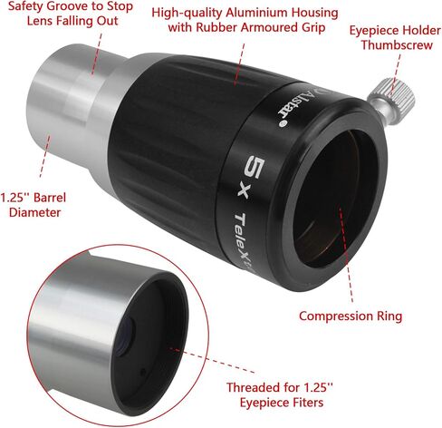 Alstar 1.25" 4-Elements 5X TeleXtender Barlow Lens in Saudi Arabia