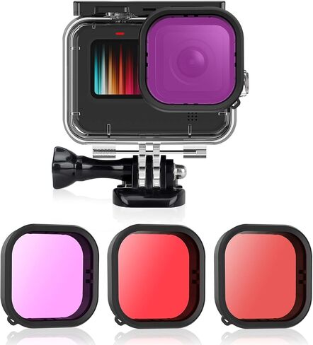 AFAITH 3-Pack Dive Filter Kit + Waterproof Case for GoPro Hero 13/12/11/10/9 Black, Underwater Diving Photography Protective Housing Shell Cover + 3-Pack Dive Filter for GoPro Hero 13/12/11/10/9Black in Saudi Arabia