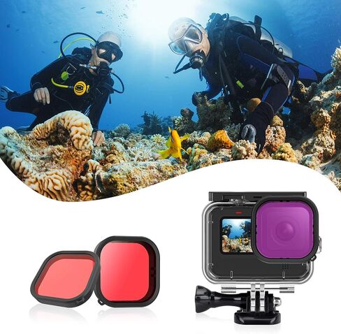 AFAITH 3-Pack Dive Filter Kit + Waterproof Case for GoPro Hero 13/12/11/10/9 Black, Underwater Diving Photography Protective Housing Shell Cover + 3-Pack Dive Filter for GoPro Hero 13/12/11/10/9Black in Saudi Arabia