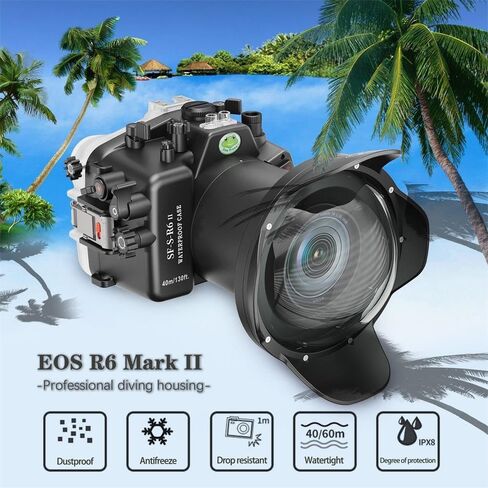 غلاف كاميرا تحت الماء Searogs [40M/130FT] مع مجموعة منفذ قبة طويلة WA005A لـ Canon EOS R6 II، حافظة غوص مقاومة للماء لـ Canon EOS R6 Mark II مع RF 24-105mm F4، RF 15-35mm F2.8 L in Saudi Arabia