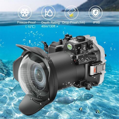 غلاف كاميرا تحت الماء Searogs [40M/130FT] مع مجموعة منفذ قبة طويلة WA005A لـ Canon EOS R6 II، حافظة غوص مقاومة للماء لـ Canon EOS R6 Mark II مع RF 24-105mm F4، RF 15-35mm F2.8 L in Saudi Arabia
