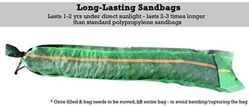 Sandbaggy - 11" x 48" حقائب رمل طويلة الأمد - تدوم 1-2 سنة - أكياس رمل لفسد - أحادية - كيس رملي - حاجز مياه الفيضان - كبح ماء - أكياس رمل للخيم - أكياس تخزين (عبوة من 1) in Kuwait