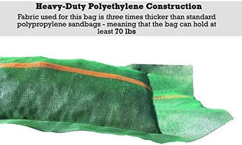 Sandbaggy - 11" x 48" حقائب رمل طويلة الأمد - تدوم 1-2 سنة - أكياس رمل لفسد - أحادية - كيس رملي - حاجز مياه الفيضان - كبح ماء - أكياس رمل للخيم - أكياس تخزين (عبوة من 1) in Kuwait