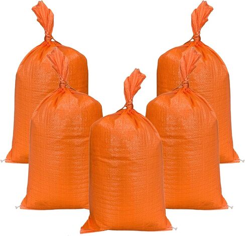 AK TRADING CO. 14" x 26" Poly Sandbags W/UV Protection & Built-in Ties - Flood Water Barrier - Tent Sandbags - Orange in Saudi Arabia