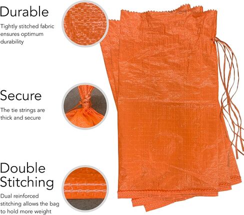 AK TRADING CO. 14" x 26" Poly Sandbags W/UV Protection & Built-in Ties - Flood Water Barrier - Tent Sandbags - Orange in Saudi Arabia