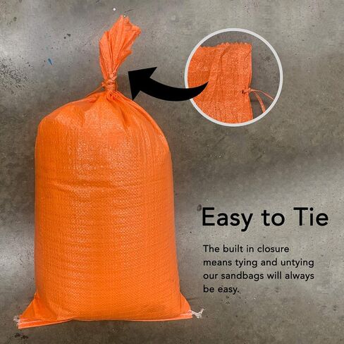 AK TRADING CO. 14" x 26" Poly Sandbags W/UV Protection & Built-in Ties - Flood Water Barrier - Tent Sandbags - Orange in Saudi Arabia