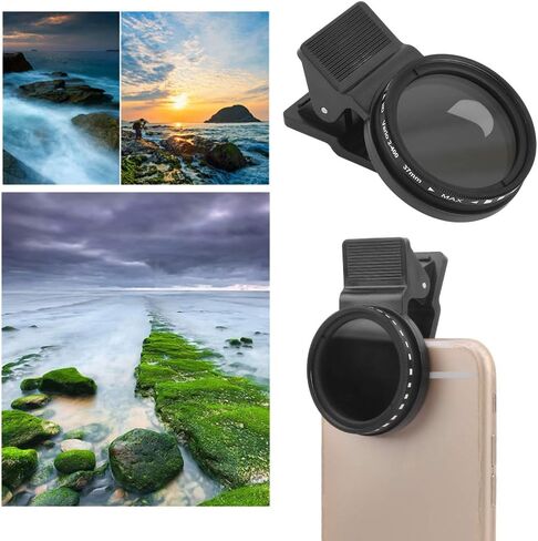 Cellphone Camera Lens Filter, ND2-400 Neutral Density Filter, 37mm Cellphone Photography Camera Lens Filter with Adjustable Clip, for Different Brands of Mobile Phones in Saudi Arabia