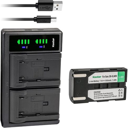 Kastar 2-Pack SB-LSM80 Battery and LTD2 USB Charger Replacement for Samsung SC-D263 SC-D351 SC-D352 SC-D353 SC-D354 SC-D355 SC-D357 SC-D362 SC-D363 SC-D364 SC-D365 SC-D366 SC-D371 SC-D372 SC-D375 in Kuwait