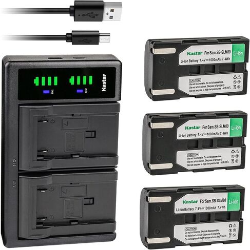 Kastar 2-Pack SB-LSM80 Battery and LTD2 USB Charger Replacement for Samsung SC-D263 SC-D351 SC-D352 SC-D353 SC-D354 SC-D355 SC-D357 SC-D362 SC-D363 SC-D364 SC-D365 SC-D366 SC-D371 SC-D372 SC-D375 in Kuwait