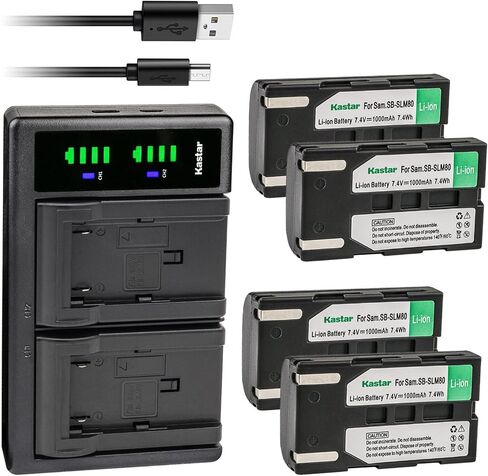 Kastar 2-Pack SB-LSM80 Battery and LTD2 USB Charger Replacement for Samsung SC-D263 SC-D351 SC-D352 SC-D353 SC-D354 SC-D355 SC-D357 SC-D362 SC-D363 SC-D364 SC-D365 SC-D366 SC-D371 SC-D372 SC-D375 in Kuwait