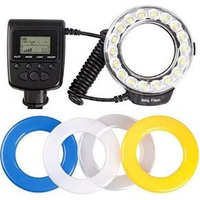 Polaroid 18 Super Bright Macro SMD LED Ring Flash & Light Includes 4 Diffusers (Clear, Warming, Blue, White) For The Canon, Nikon, Panasonic, Olympus, Pentax SLR Cameras (Will Fit 49,52,55,58,62,67,72,77mm Lenses) in Kuwait