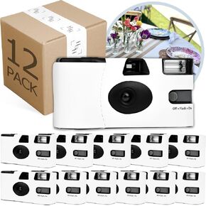 Disposable Cameras Bulk (12 Pack) – White Single Use Camera Set: Perfect for Weddings, Baby Showers, Birthday Parties & All Events – 35mm ISO 400 Film, 27 Exposures, Bright Flash, Easy-to-Use, Vintage in Saudi Arabia