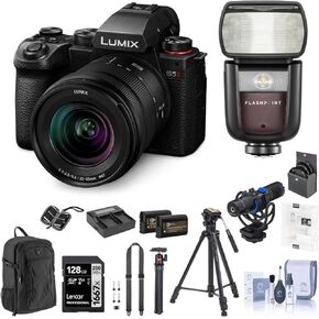 Panasonic LUMIX S5 II Mirrorless Digital Camera with Lumix S 20-60mm f/3.5-5.6 Lens Bundle with Speedlight, 128GB SD Card, Backpack, 2X Battery, Dual Charger, Strap, Aluminum Tripod, and Accessories in Kuwait